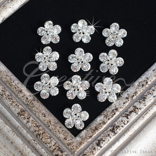 0.8" Daisy Flower Glass Buttons - 10 Pieces Per Pack (Clear)