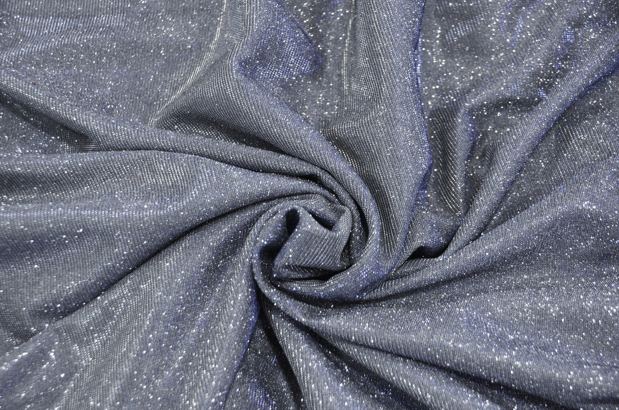 Stretch Glimmer Knit Polyester Spandex Fabric - Metallic Glitter Knit, 56" Width (1 Yard)
