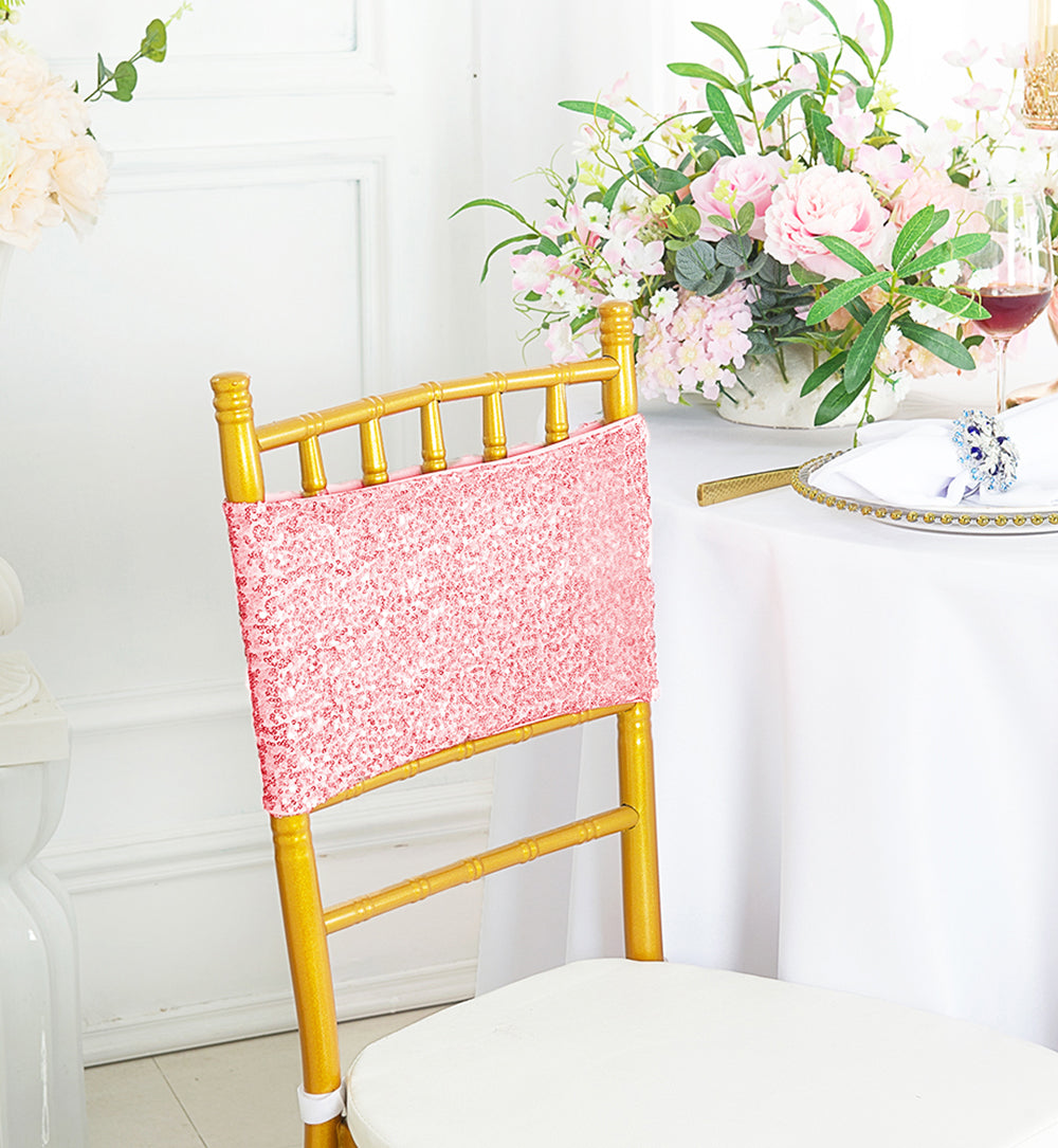 Sequin Spandex Chair Band Sample Pink