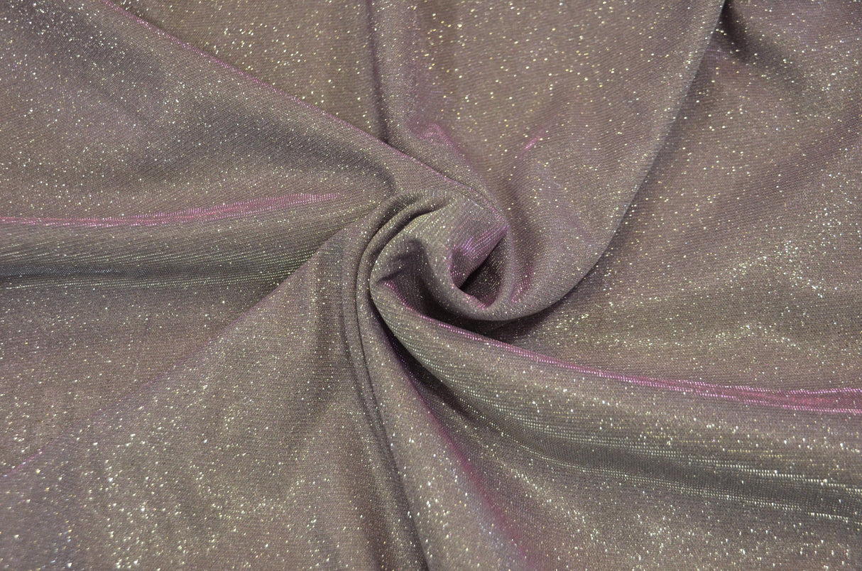 Stretch Glimmer Knit Polyester Spandex Fabric - Metallic Glitter Knit, 56" Width (1 Yard)