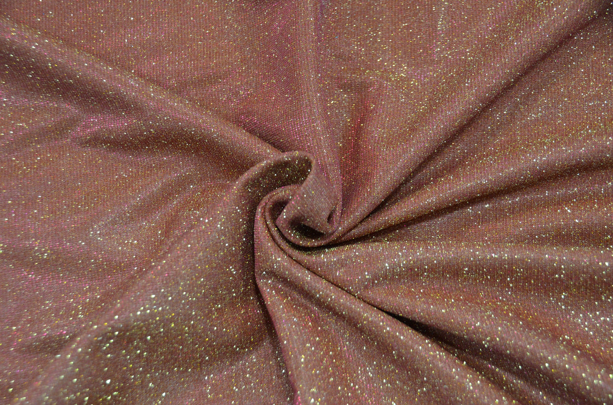 Stretch Glimmer Knit Polyester Spandex Fabric - Metallic Glitter Knit, 56" Width (1 Yard)