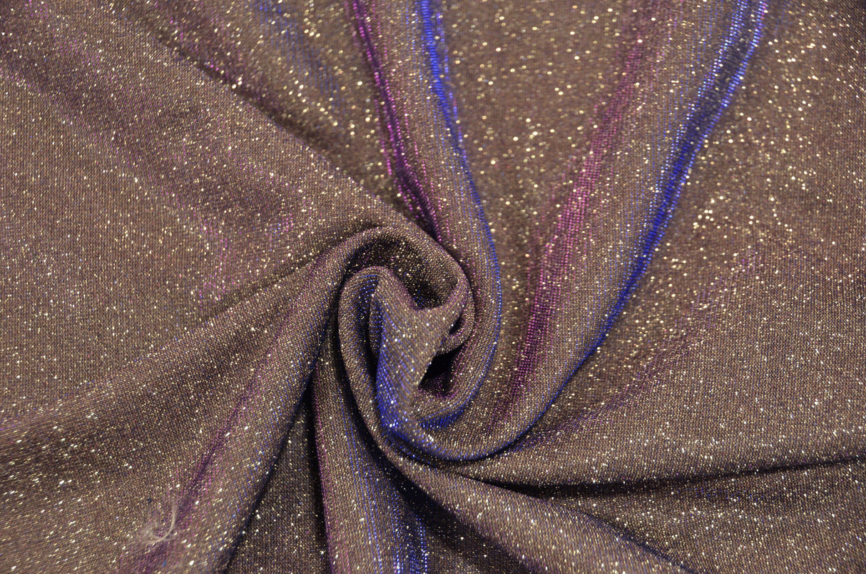 Stretch Glimmer Knit Polyester Spandex Fabric - Metallic Glitter Knit, 56" Width (1 Yard)