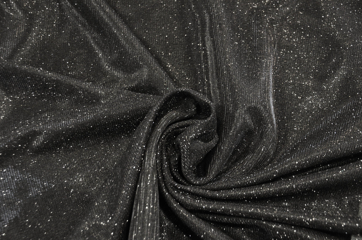 Stretch Glimmer Knit Polyester Spandex Fabric - Metallic Glitter Knit, 56" Width (1 Yard)