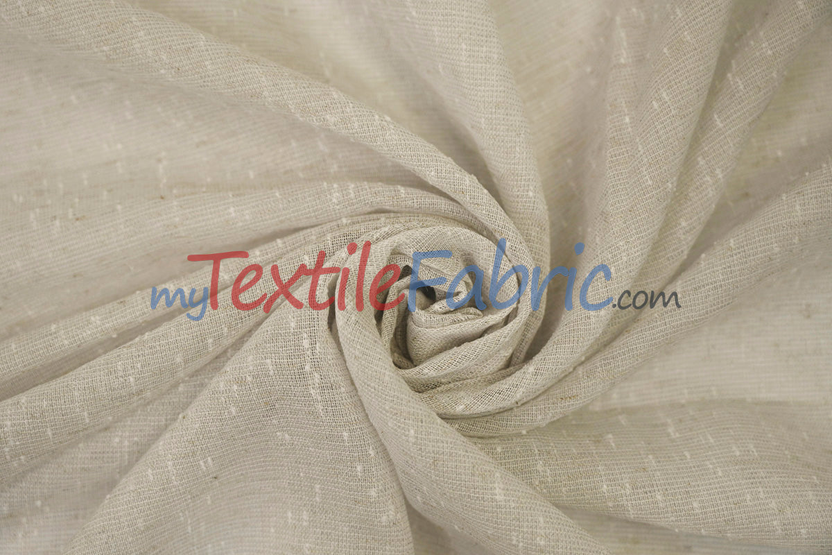 Swiss Sheer Sheer Polyester Fabric - Linen-Look Sheer Drapery, 130" Wide, White (1 Yard)