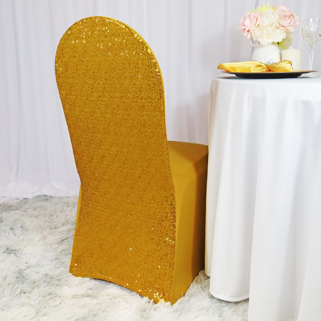 Gold Sequin Spandex Chair Cover Stretch Fit