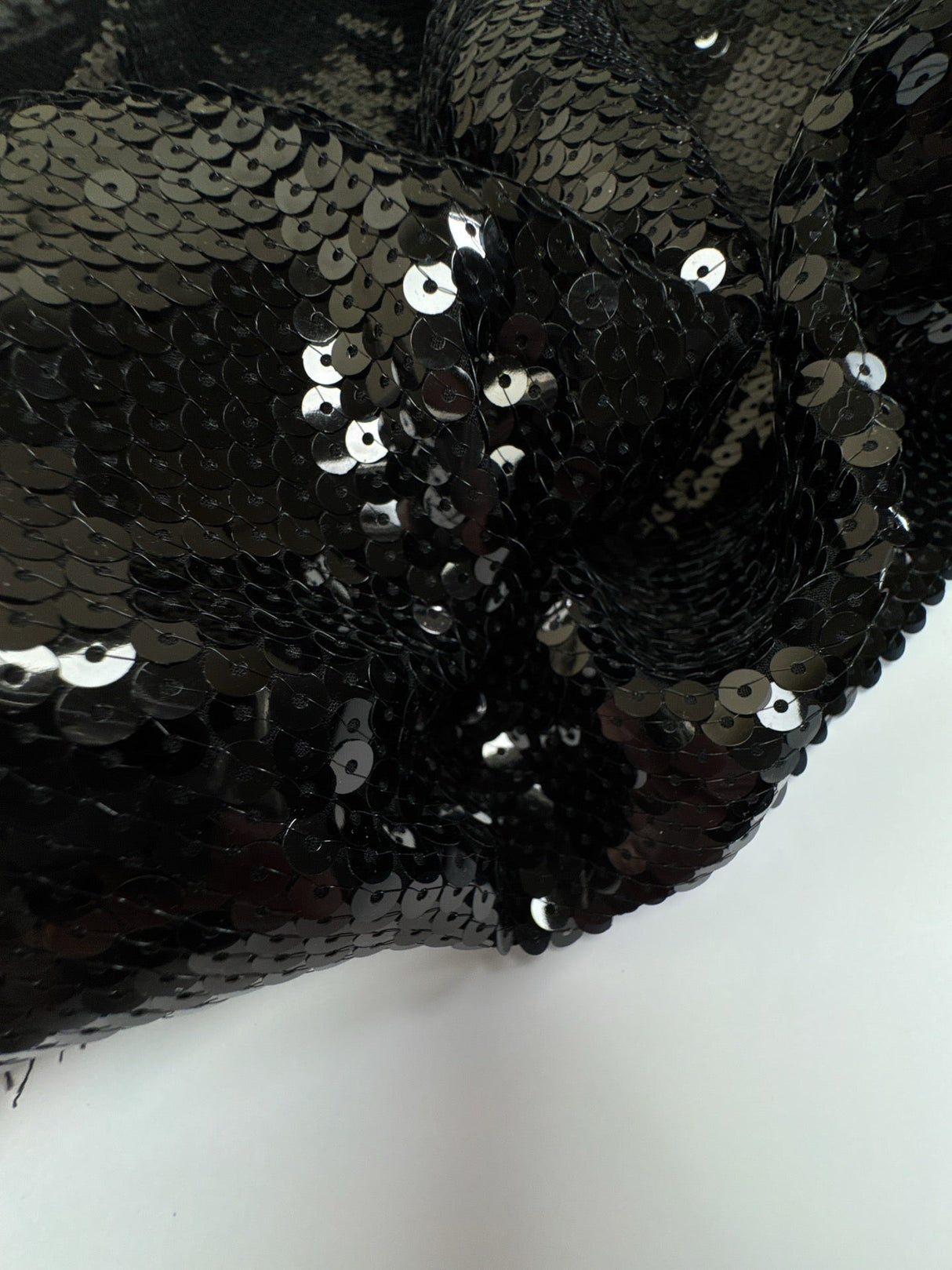 Black Crepe Sequined Polyamide Fabric