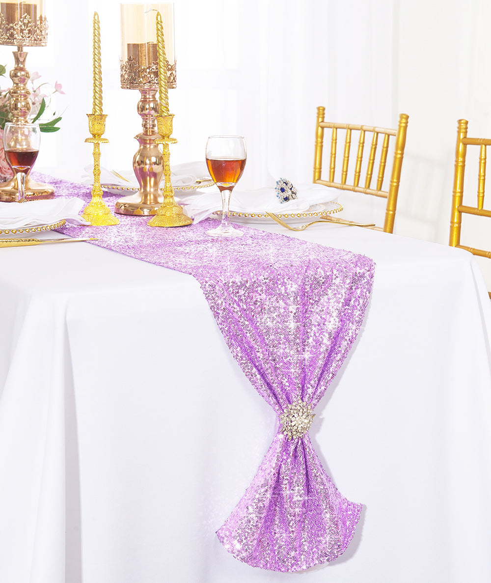 Sequin Taffeta Table Runner 12x108 Lavender