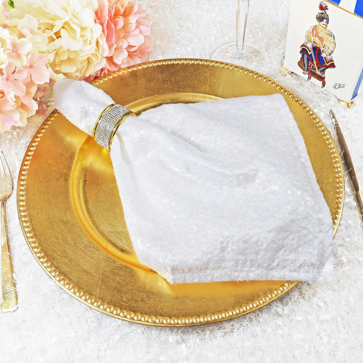 Premium Sequin Taffeta Table Napkins for Events
