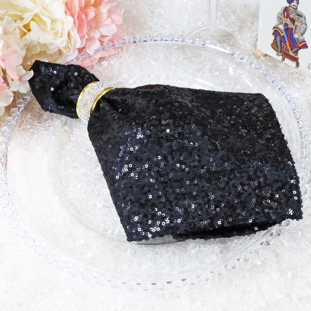Elegant Sequin Taffeta Napkins for Table Decor