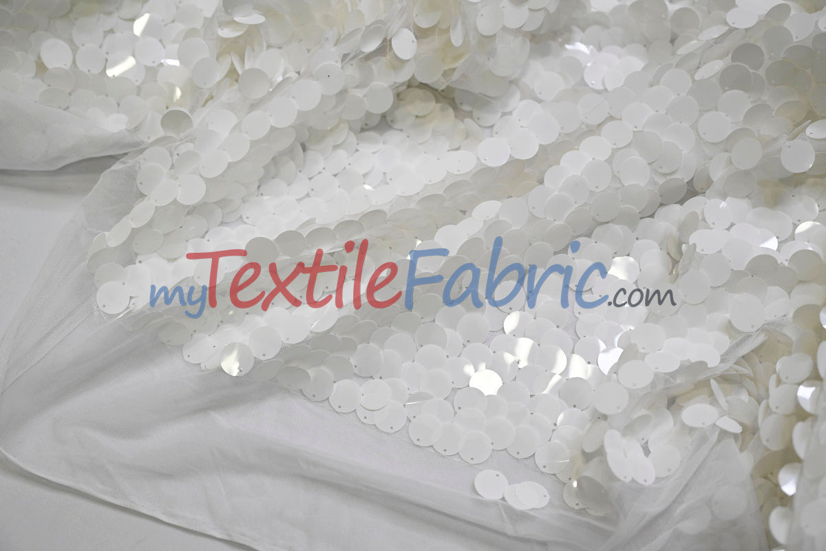 Fish Scale Paillette Sequins Polyester Fabric - 9Mm Sequins, 54" Width, Multiple Colors (1 Yard)