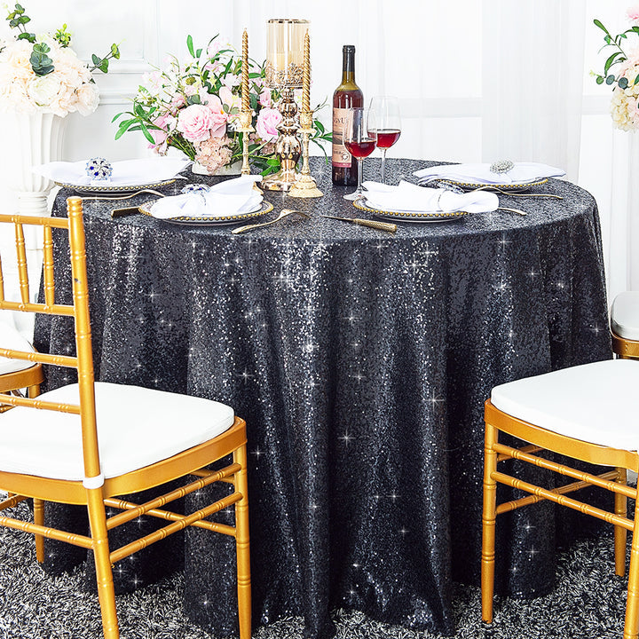Seamless Round Sequin Taffeta Tablecloth