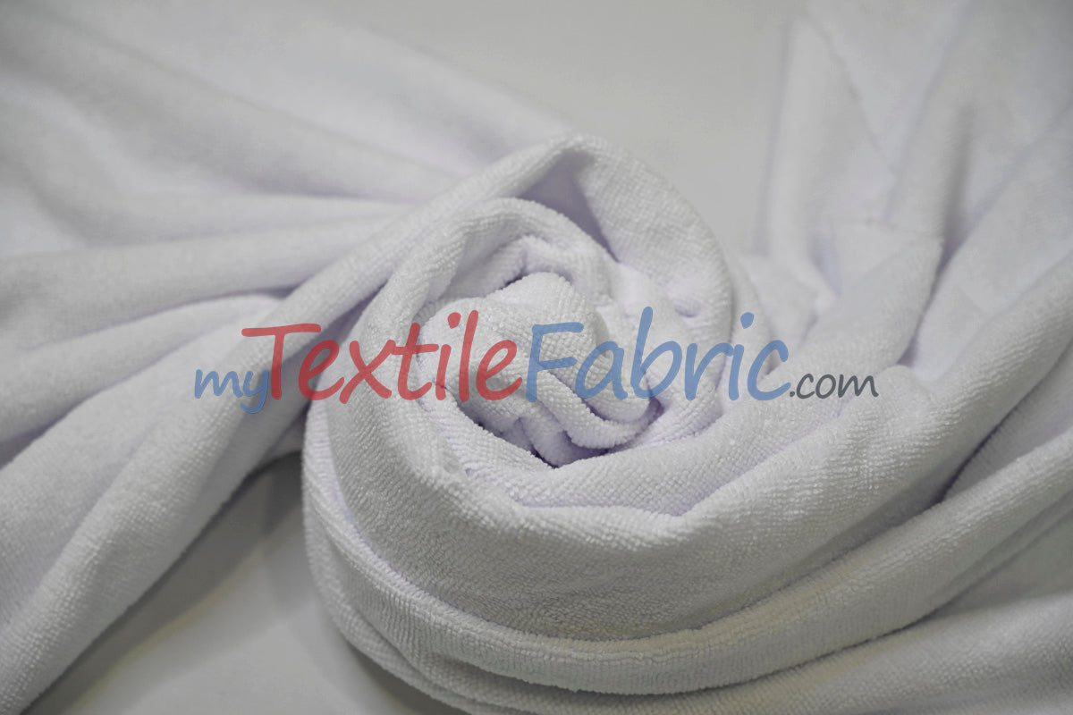 Microfiber Towel Fabric - 80% Polyester 20% Polyamide, Ultra-Soft, Absorbent, White, Baby Blue, 60" Width (By The Yard)