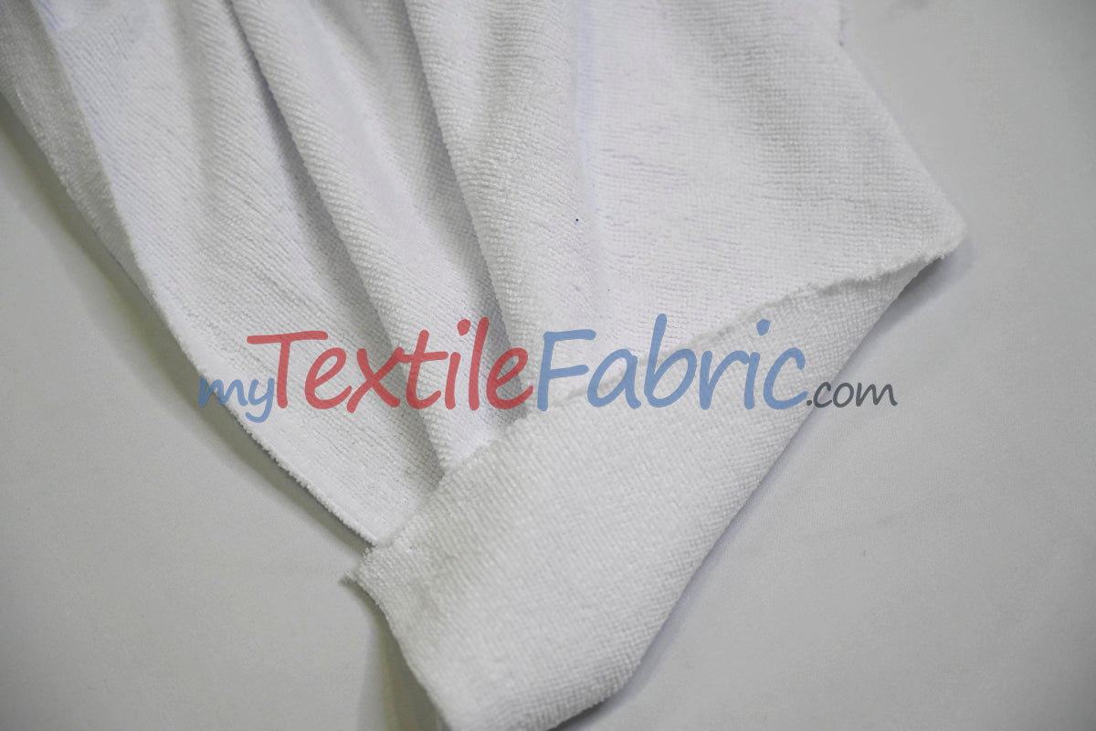 Microfiber Towel Fabric - 80% Polyester 20% Polyamide, Ultra-Soft, Absorbent, White, Baby Blue, 60" Width (By The Yard)