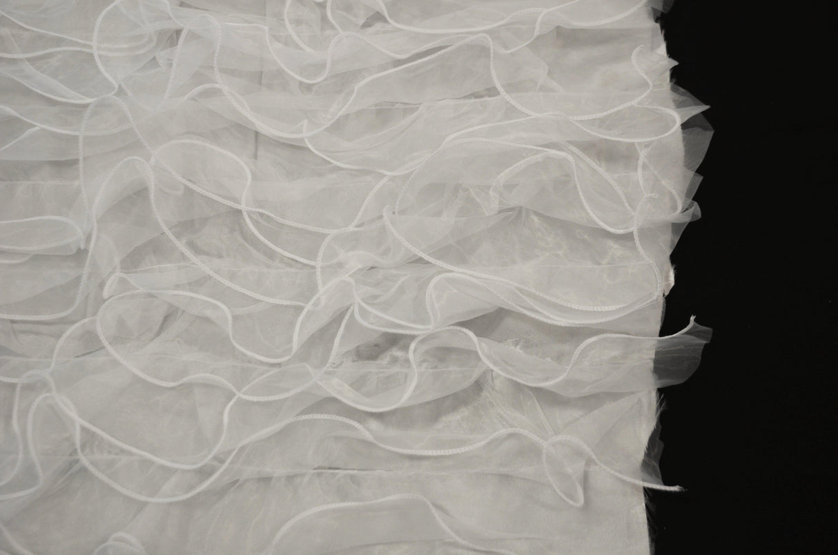 Organza Ruffled Taffeta Polyester Fabric - Layered Horizontal Ruffles, 57" Width, Multiple Colors (1 Yard)