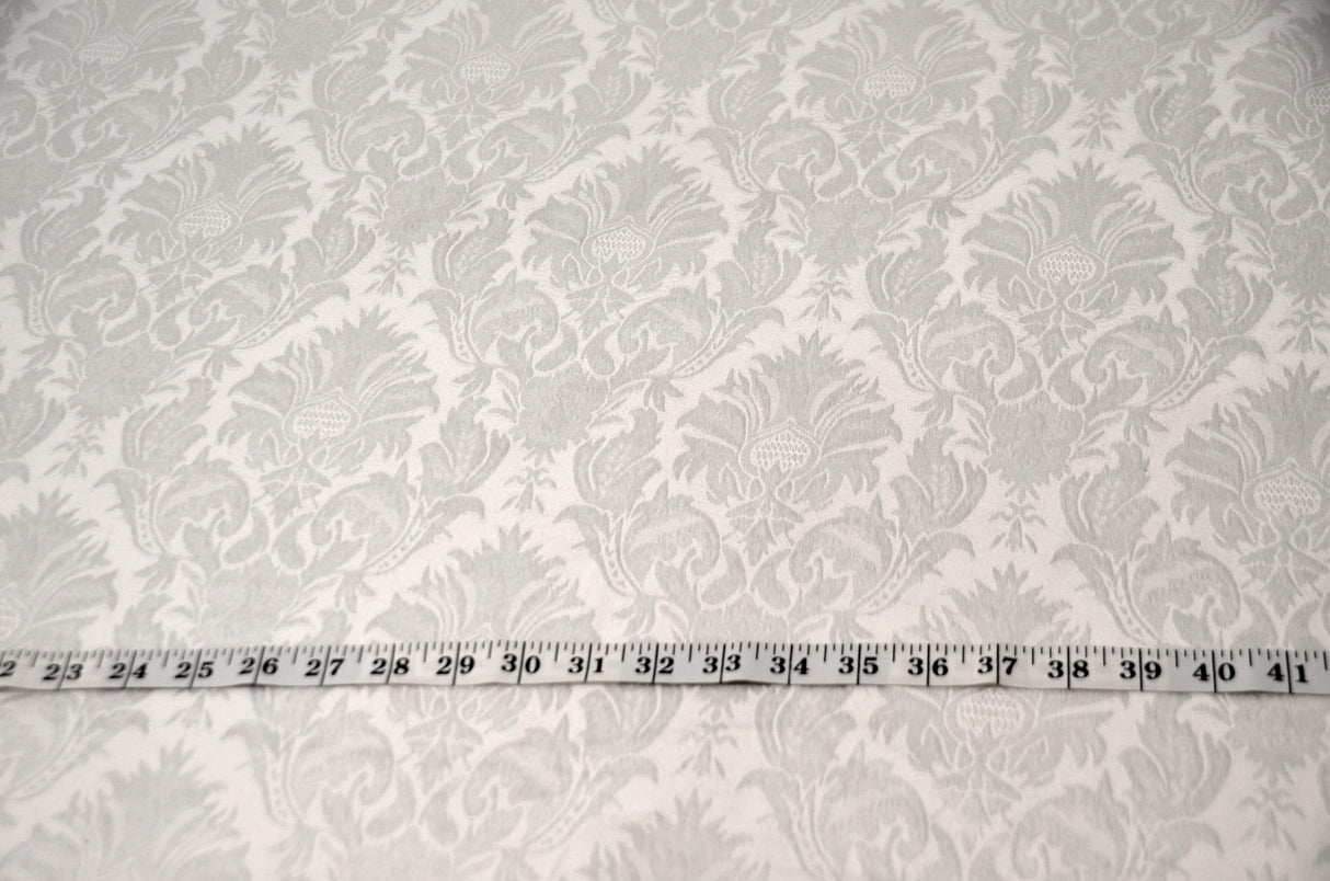 Vintage Damask Polyester Fabric - Damask Brocade, 58" Width, White, Ivory, Blush Pink (1 Yard)