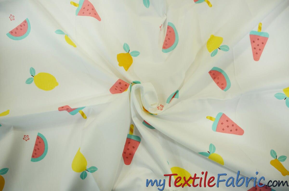 Yellow Lemon Watermelon Fruit 100 Percent Cotton Fabric - Fruit Print, 58/60" Width (1 Yard)