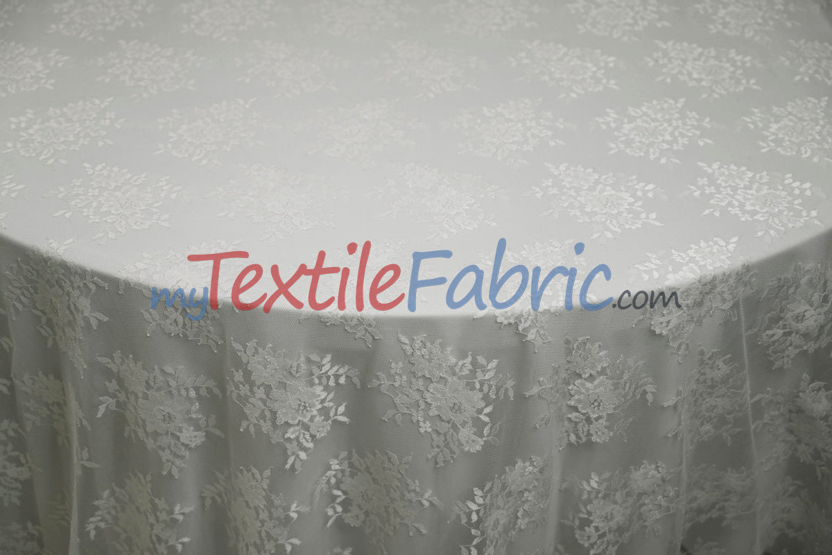 Chantilly Lace Polyester Fabric - Floral Embroidery, Sheer Mesh, 52" Width (1 Yard)
