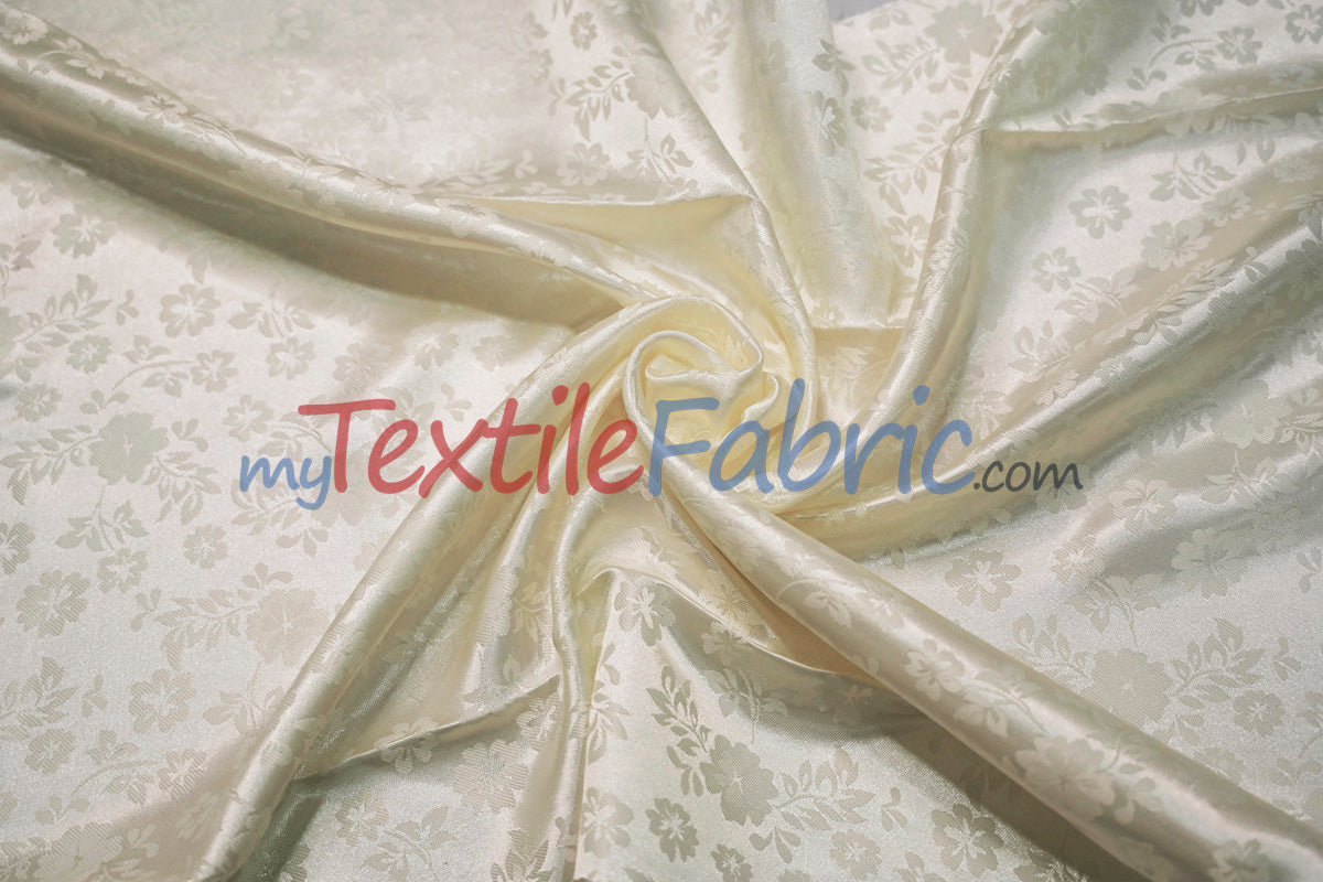 Jasmine Jacquard Polyester Fabric - Floral Brocade, 60" Width (1 Yard)