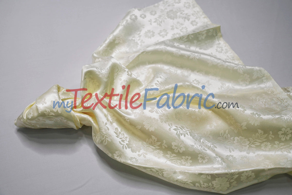 Jasmine Jacquard Polyester Fabric - Floral Brocade, 60" Width (1 Yard)