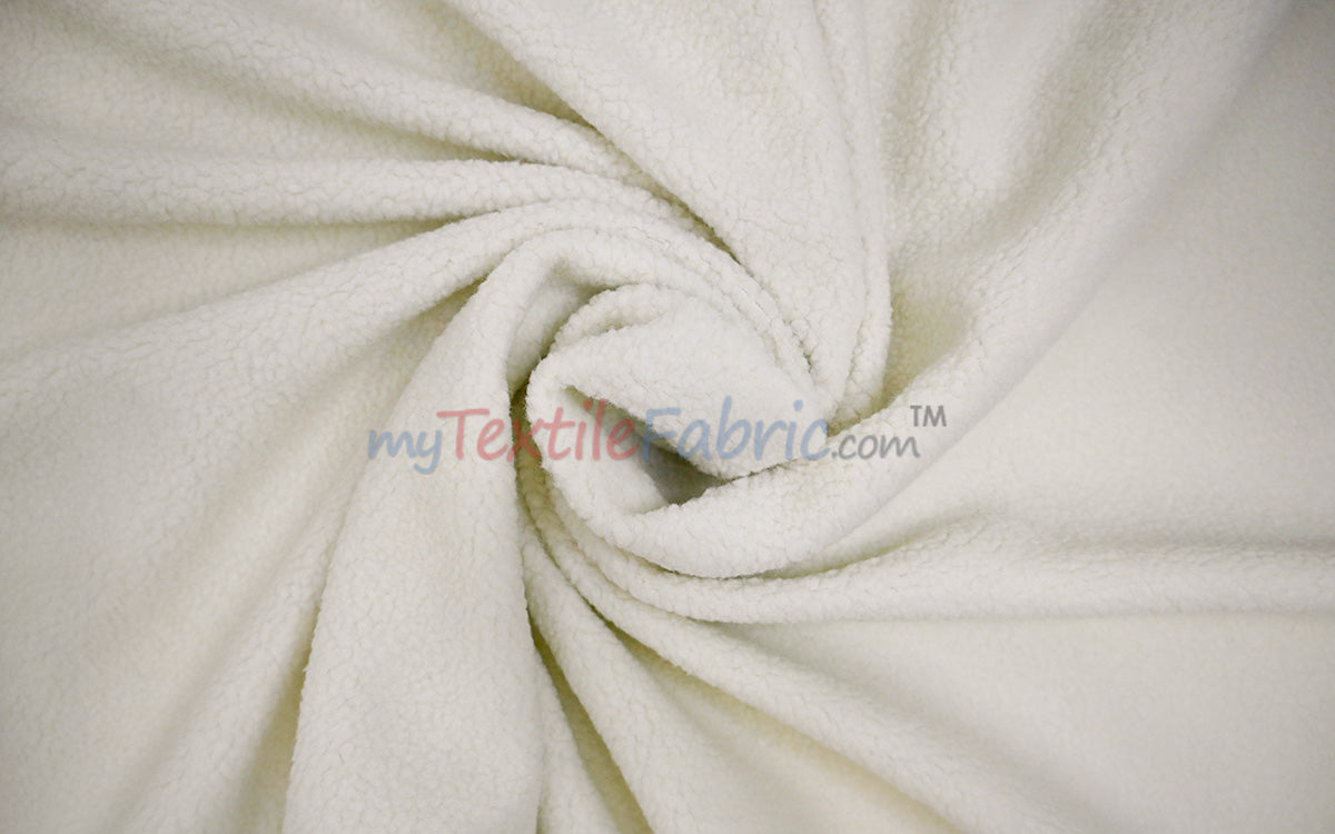 Sherpa Fleece Polyester Fabric - White, Ivory, Black, 60" Width (1 Yard)