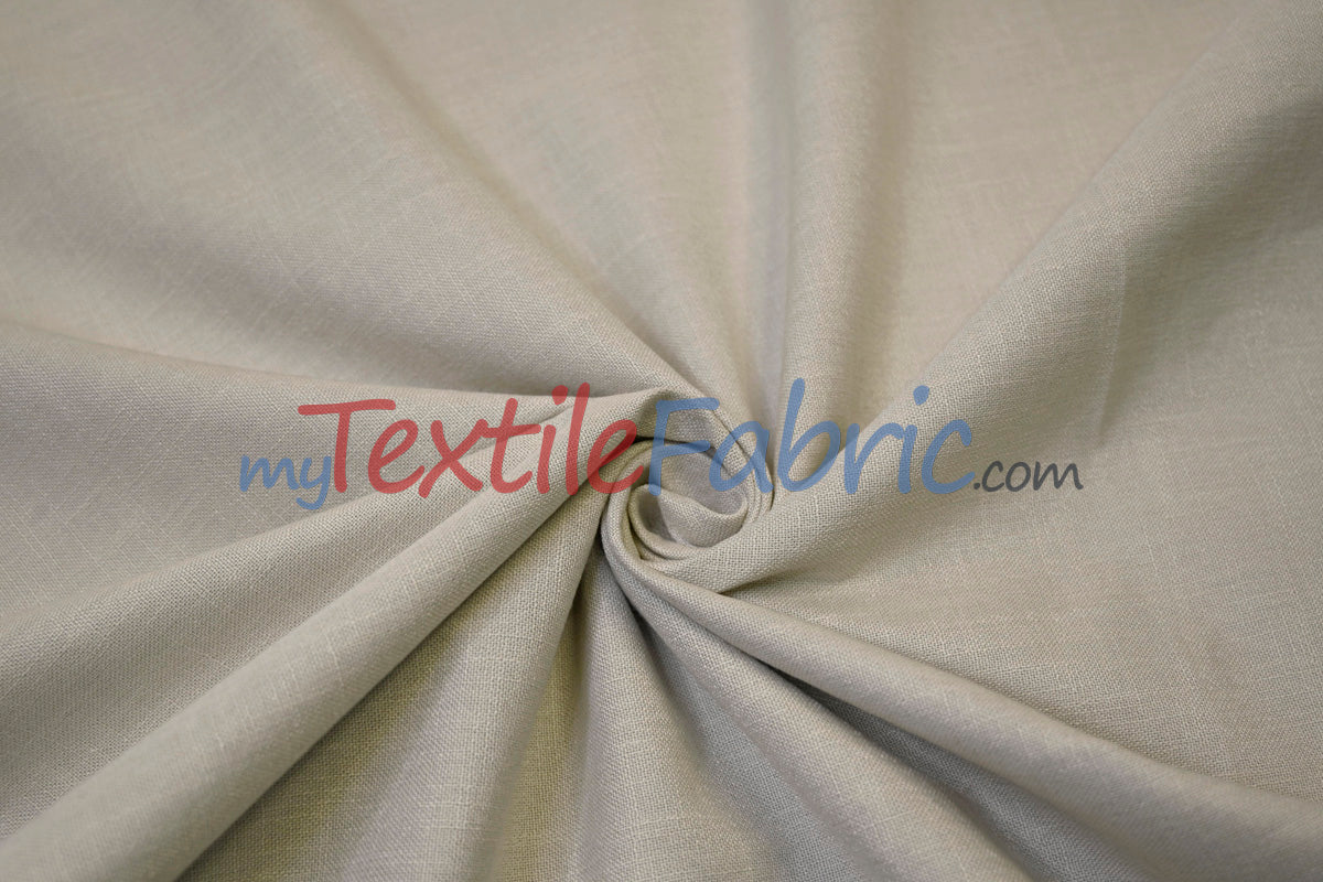 Upholstery Weight Poly Linen Fabric - Ivory, Taupe, Non Woven Backing, 60" Width (1 Yard)