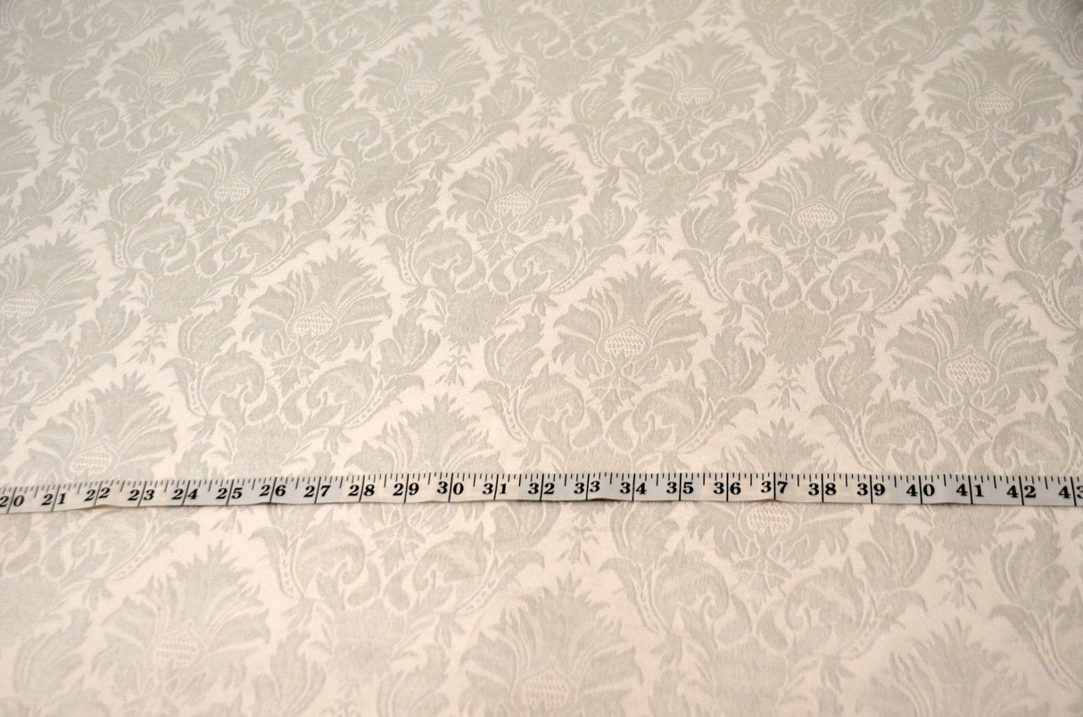 Vintage Damask Polyester Fabric - Damask Brocade, 58" Width, White, Ivory, Blush Pink (1 Yard)