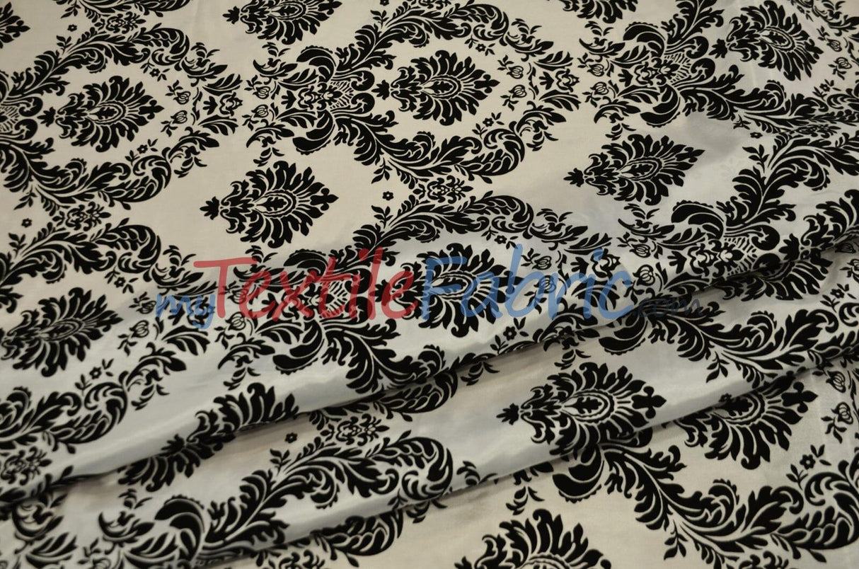 Damask Flocking Taffeta Fabric - Flocking Velvet Damask, 58/60" Width (1 Yard)