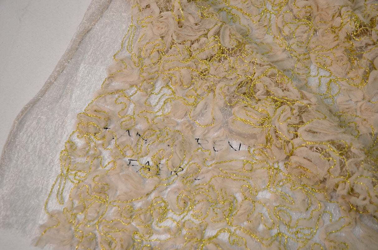 Enchanted Sheer Polyester Fabric - Metallic Floral Embroidery, 52" Width (1 Yard)