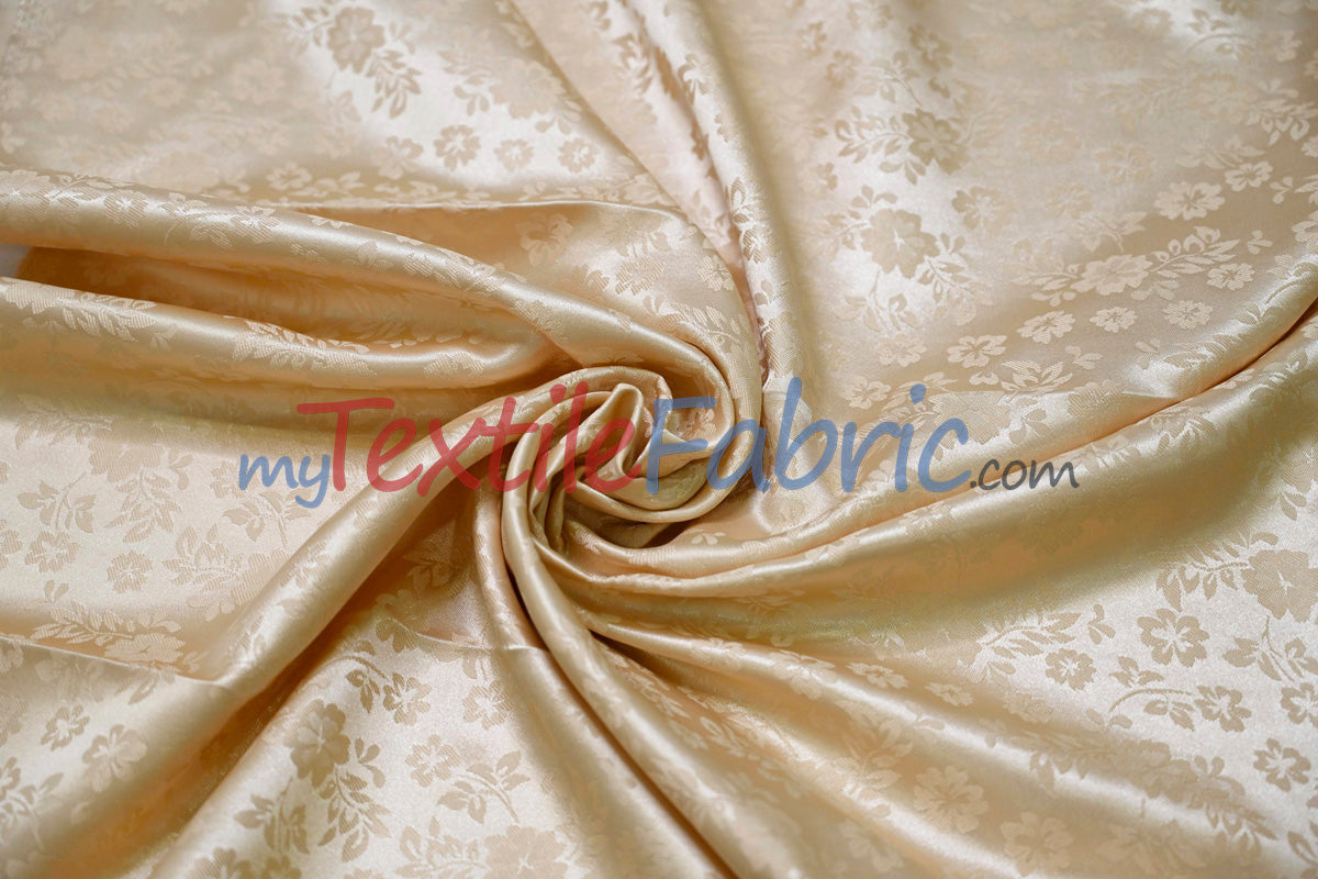 Jasmine Jacquard Polyester Fabric - Floral Brocade, 60" Width (1 Yard)