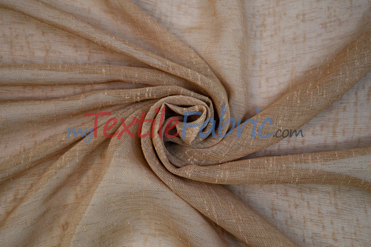 Swiss Sheer Sheer Polyester Fabric - Linen-Look Sheer Drapery, 130" Wide, White (1 Yard)