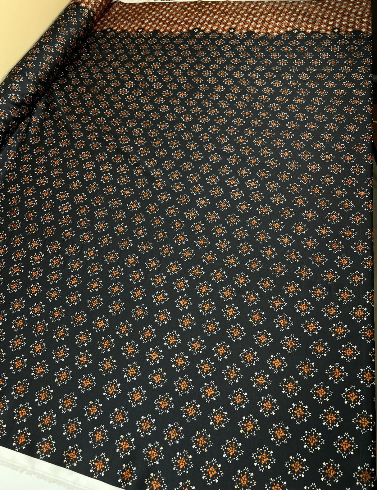 Printed Polyester Geometric Brown Black