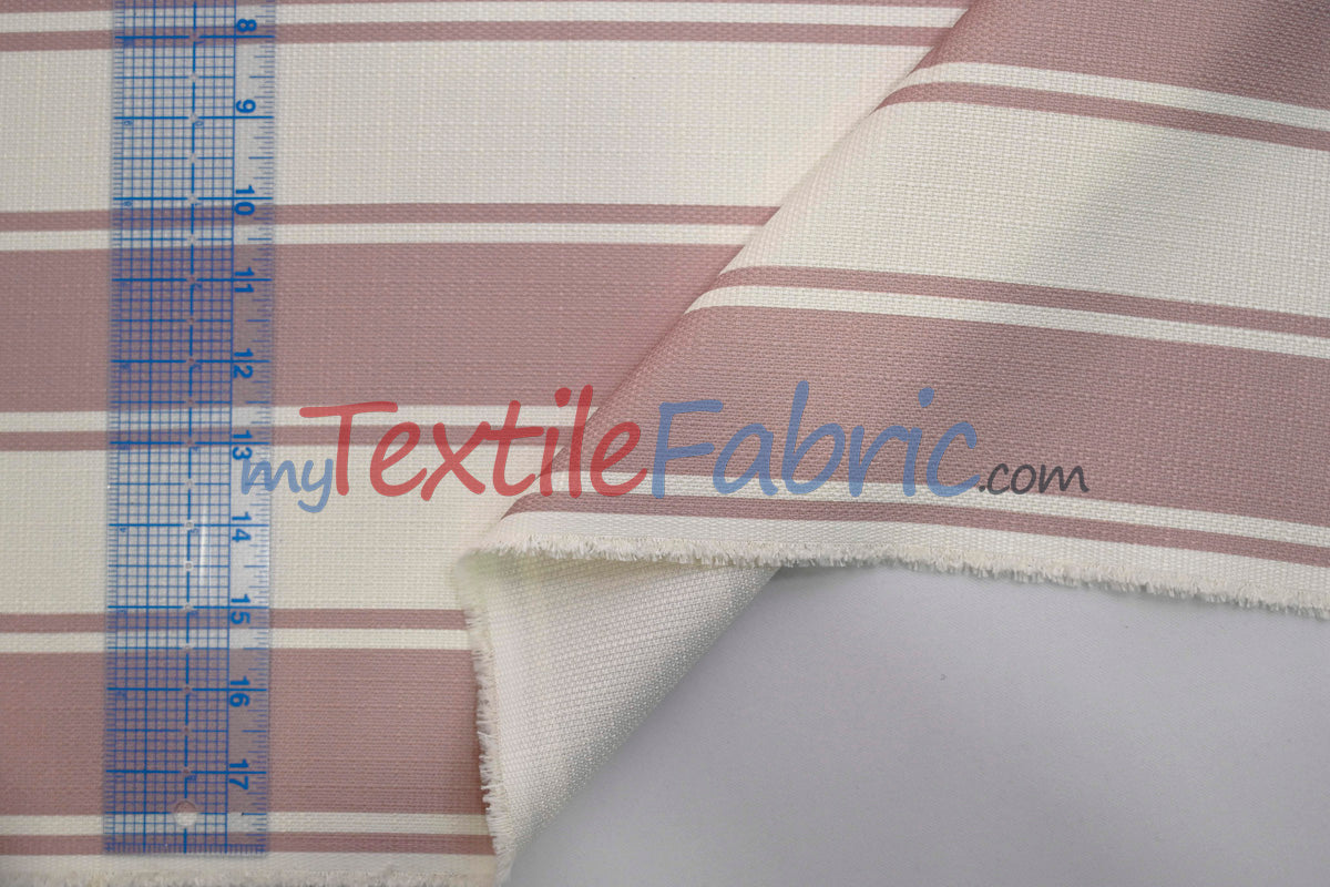 Rustic Linen Stripe Polyester Fabric - Yarn-Dyed Horizontal Stripes, 56/58" Width (1 Yard)