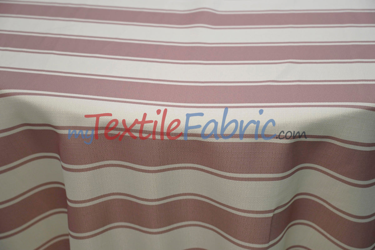 Rustic Linen Stripe Polyester Fabric - Yarn-Dyed Horizontal Stripes, 56/58" Width (1 Yard)