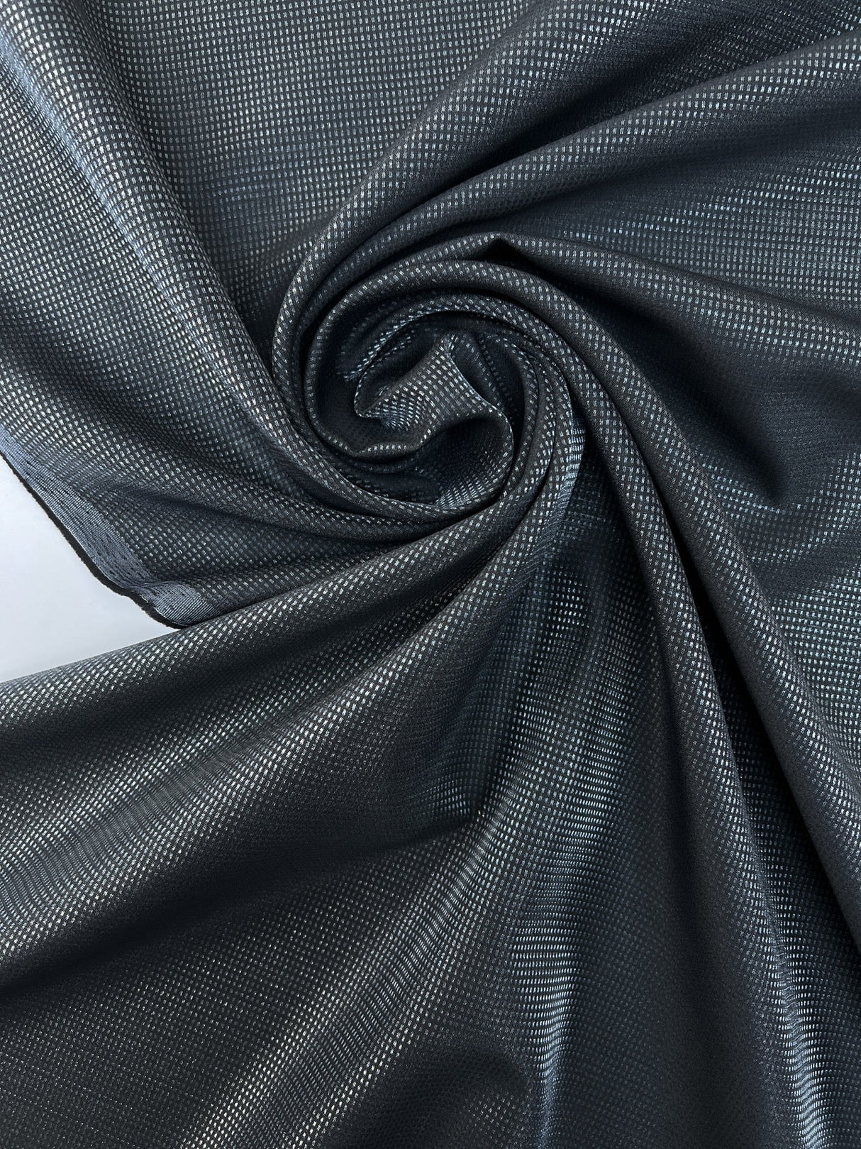 Wool Jacquard Changeant Fabric Silver Blue