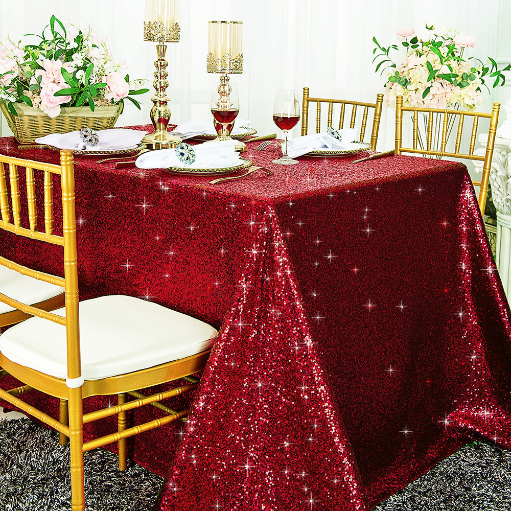 Sequin Taffeta Rectangular Tablecloth 90x156 Apple Red