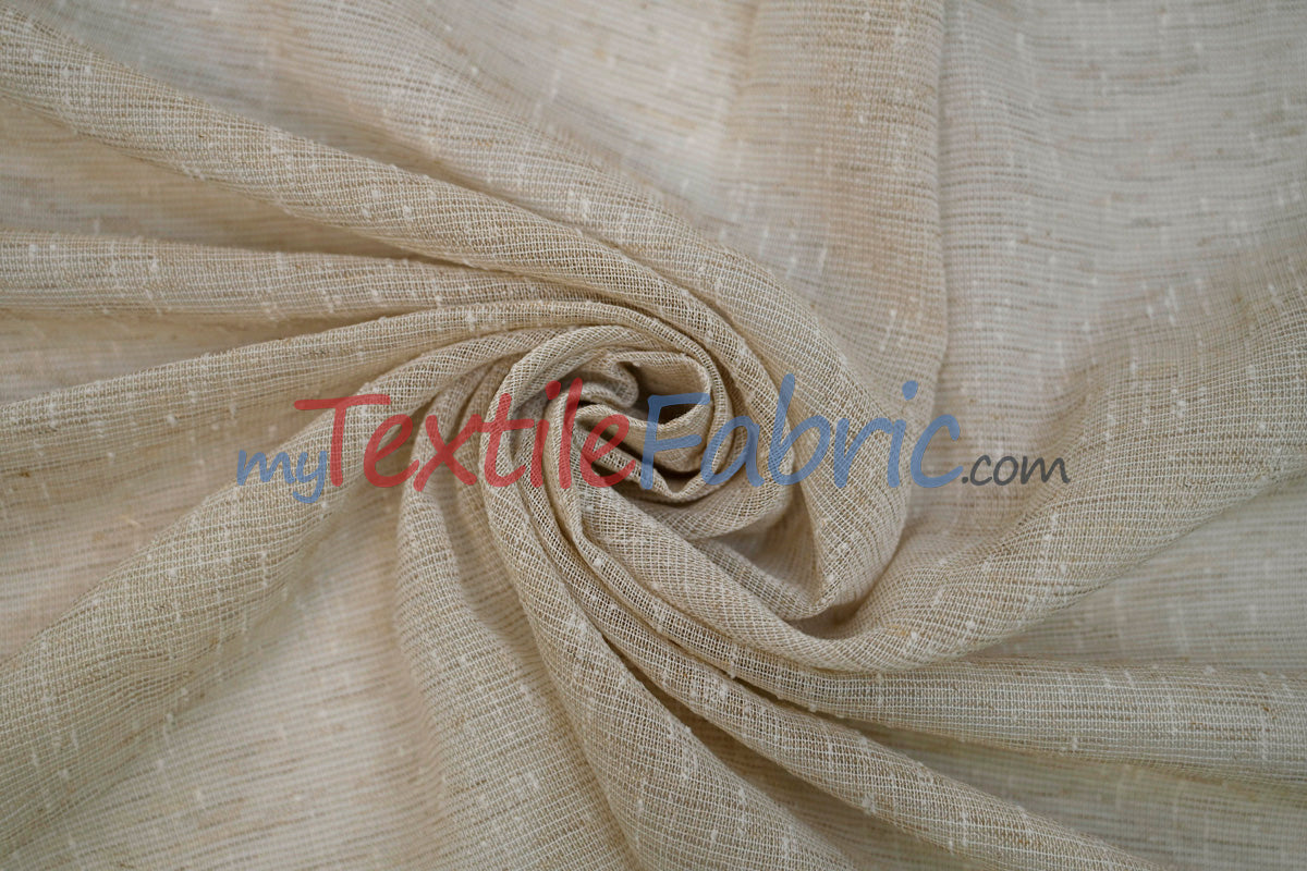 Swiss Sheer Sheer Polyester Fabric - Linen-Look Sheer Drapery, 130" Wide, White (1 Yard)