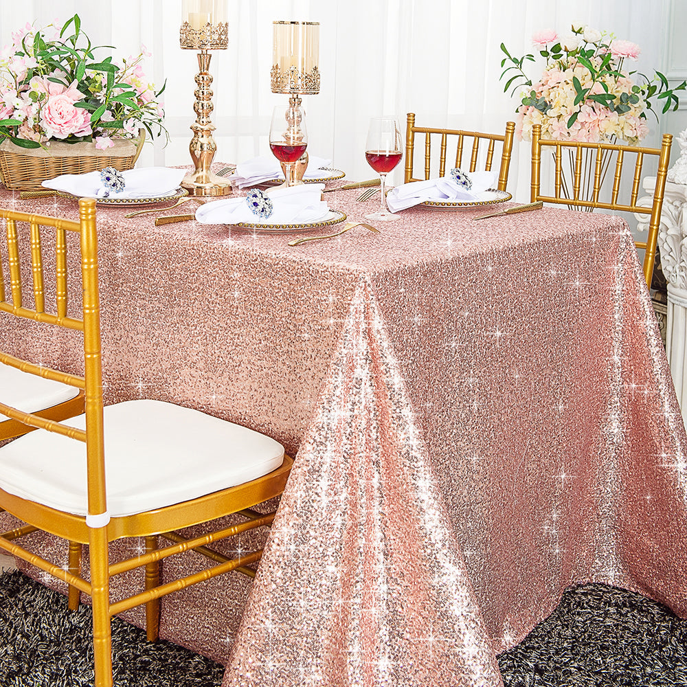 Shimmering Sequin Taffeta Tablecloth for Weddings