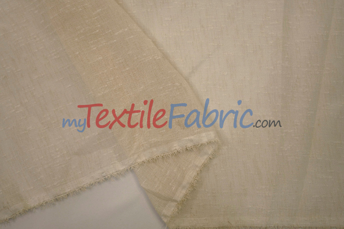 Swiss Sheer Sheer Polyester Fabric - Linen-Look Sheer Drapery, 130" Wide, White (1 Yard)