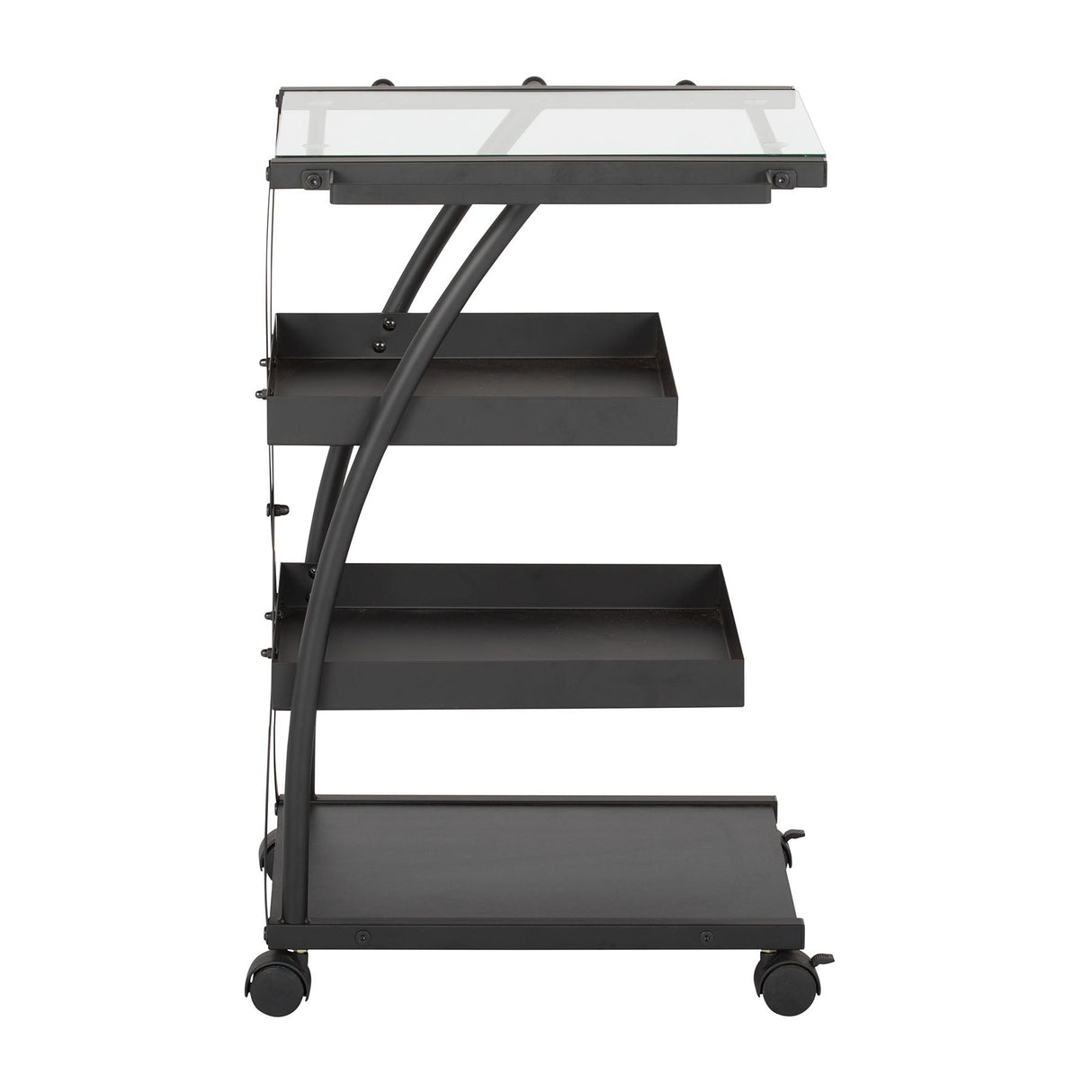 Studio Design Triflex Taboret Charcoal Clear Glass Storage Cart