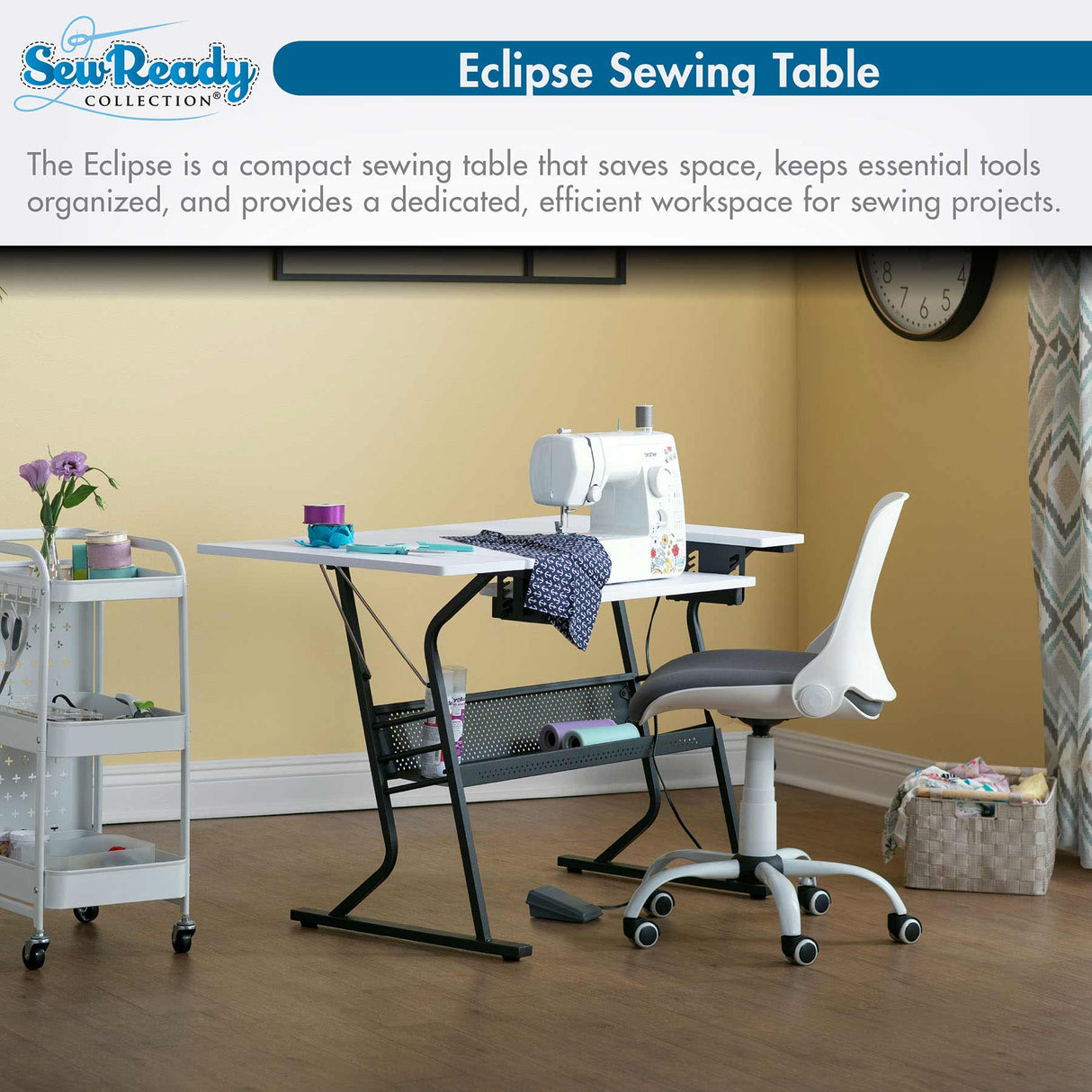 Studio Design Eclipse Hobby Sewing Table Black White