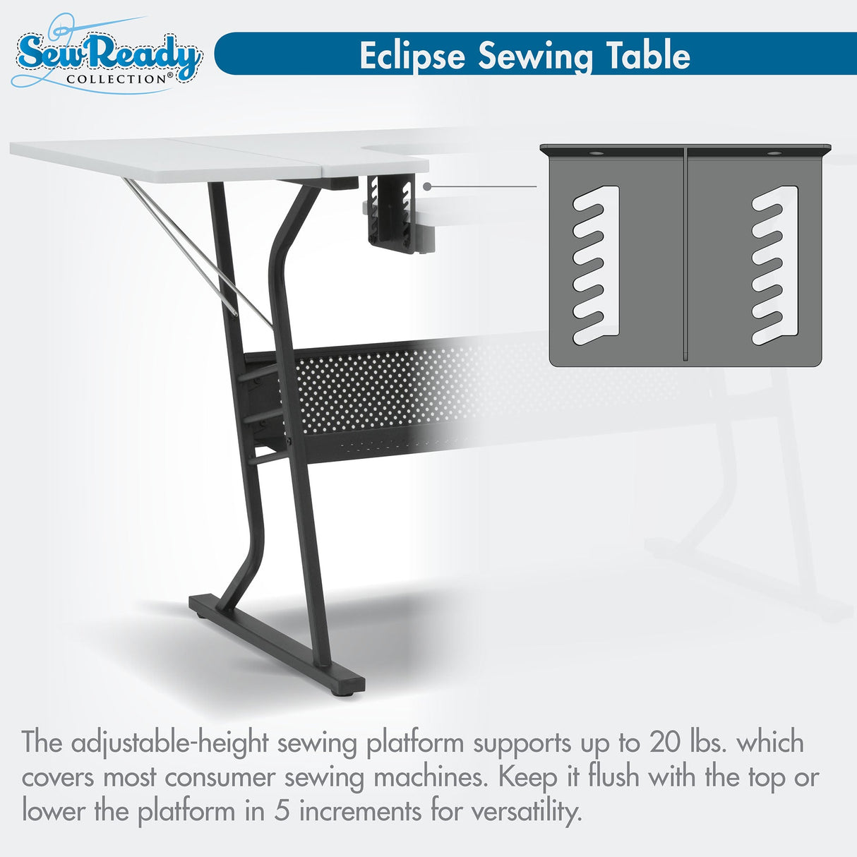 Studio Design Eclipse Hobby Sewing Table Black White