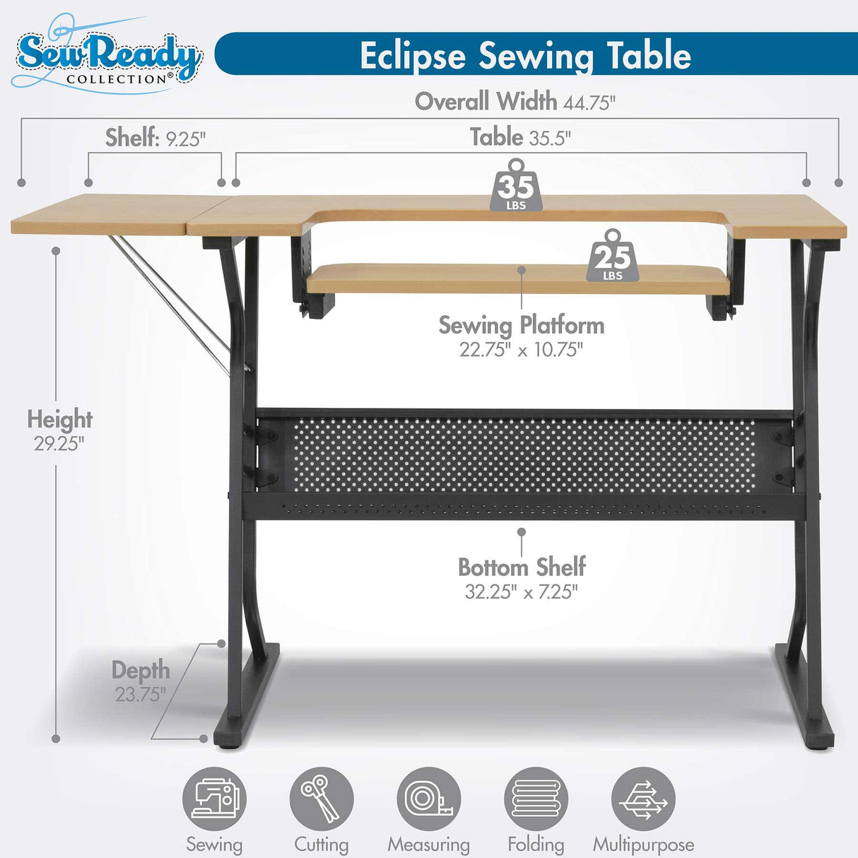 Studio Design Eclipse Sewing Table Black / Maple