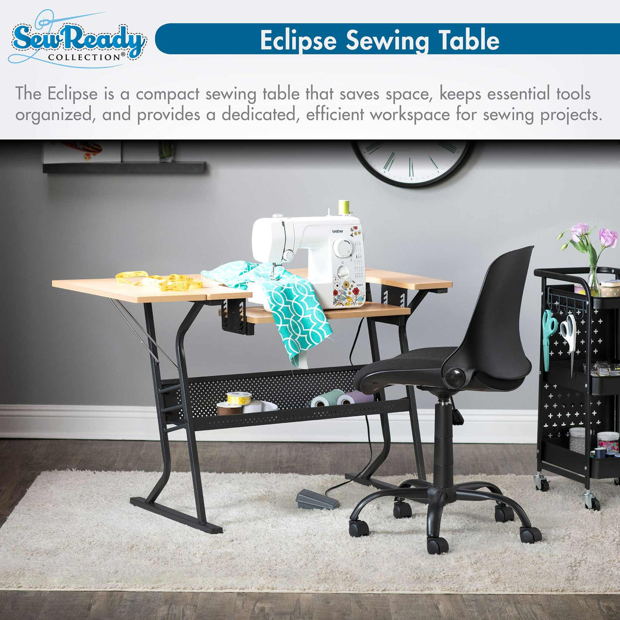Studio Design Eclipse Sewing Table Black / Maple