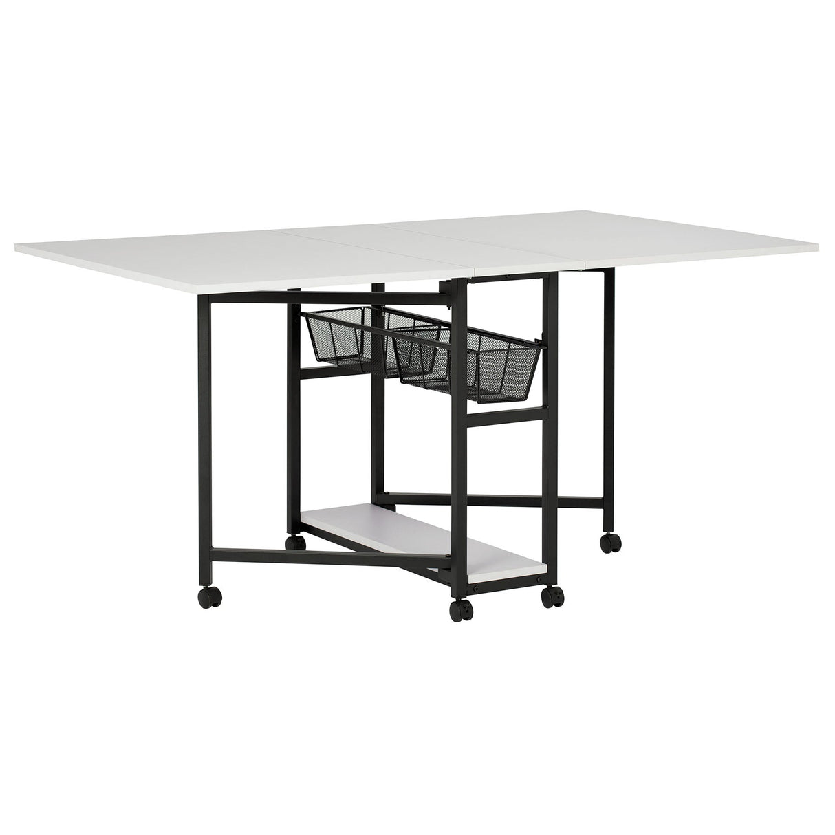 Studio Design Mobile Fabric Cutting Table with Storage 30 Charcoal White