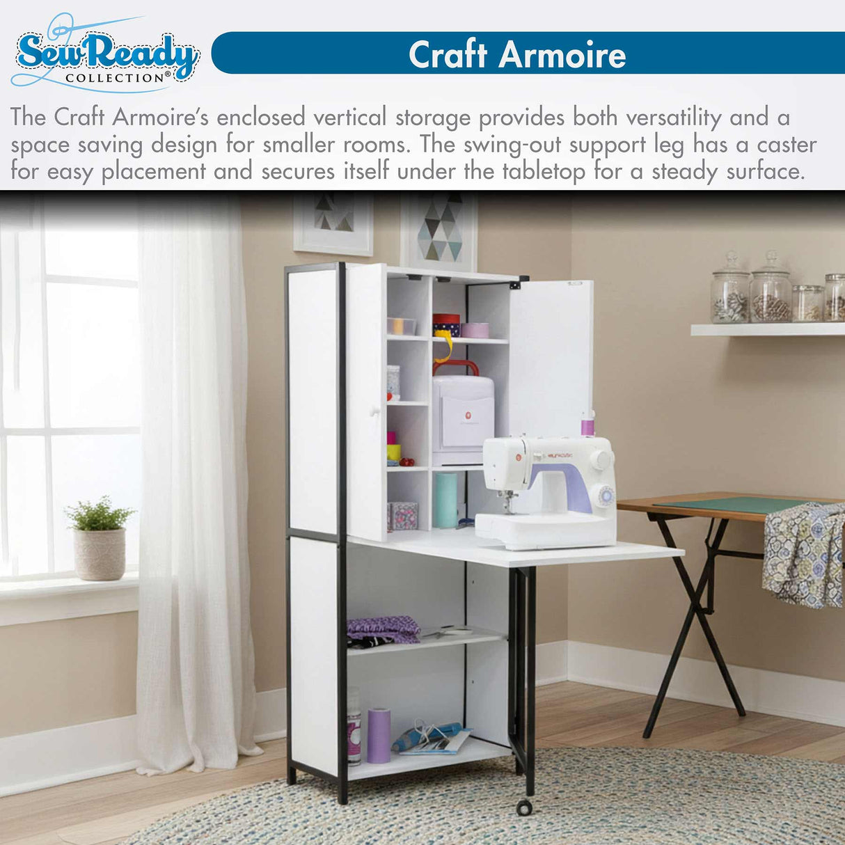 Studio Design Multi-Use Craft Armoire Elite Charcoal / White