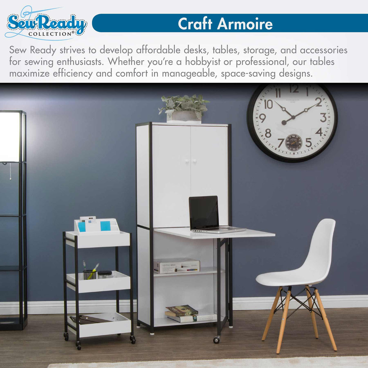 Studio Design Multi-Use Craft Armoire Elite Charcoal / White