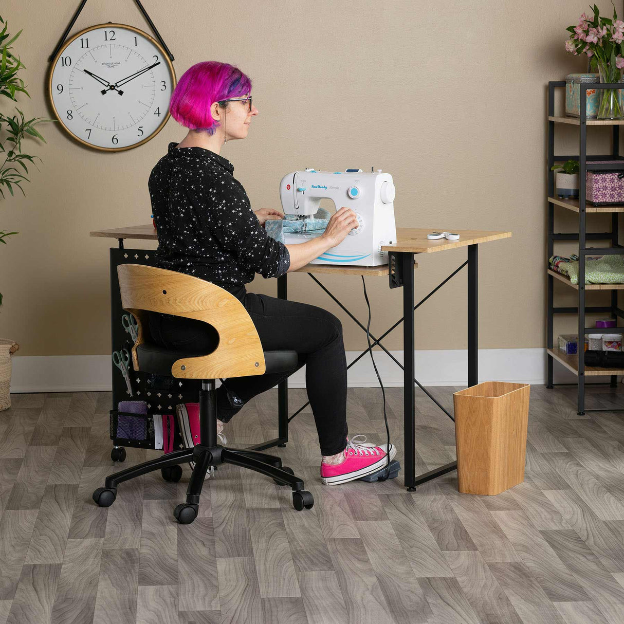 Studio Design Pivot Panel Sewing Table Ashwood Graphite