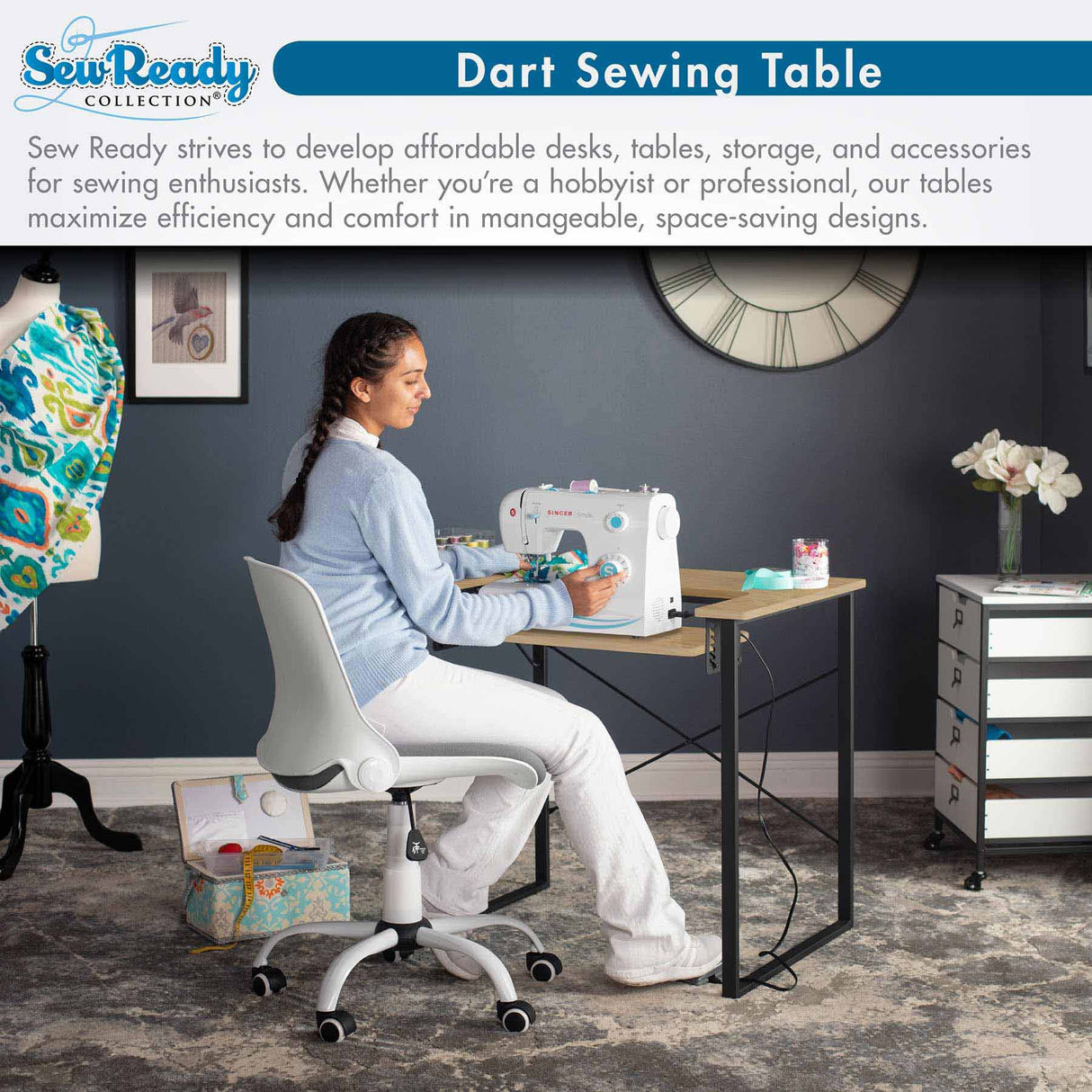 Studio Design Dart Sewing Table Graphite / Ashwood
