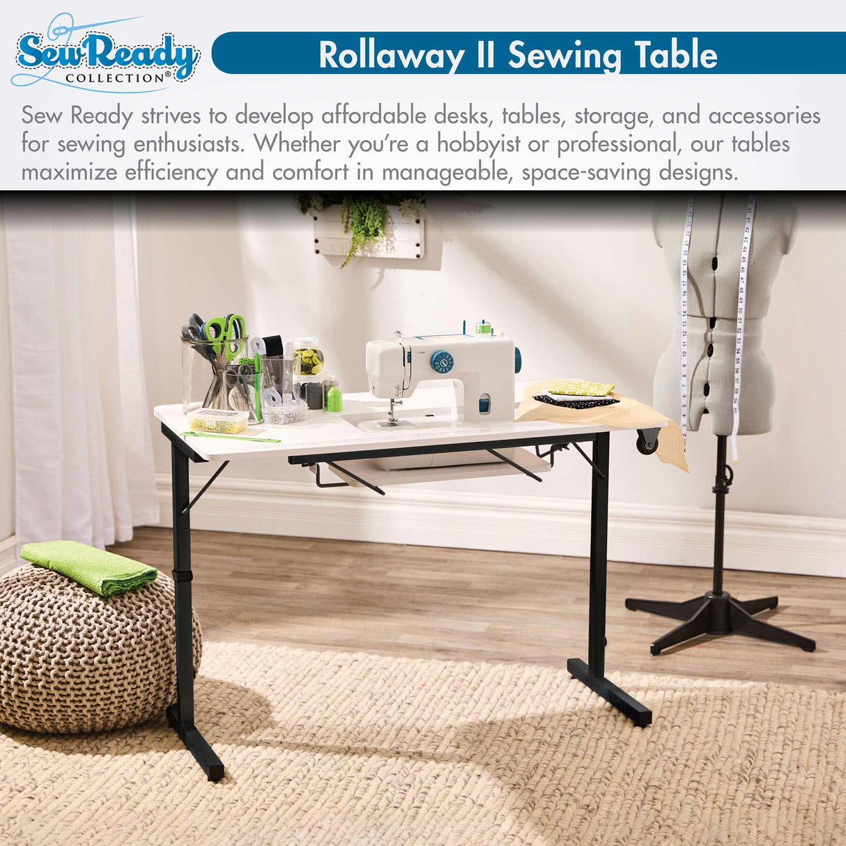 Studio Design Rollaway II Sewing Table Black / White