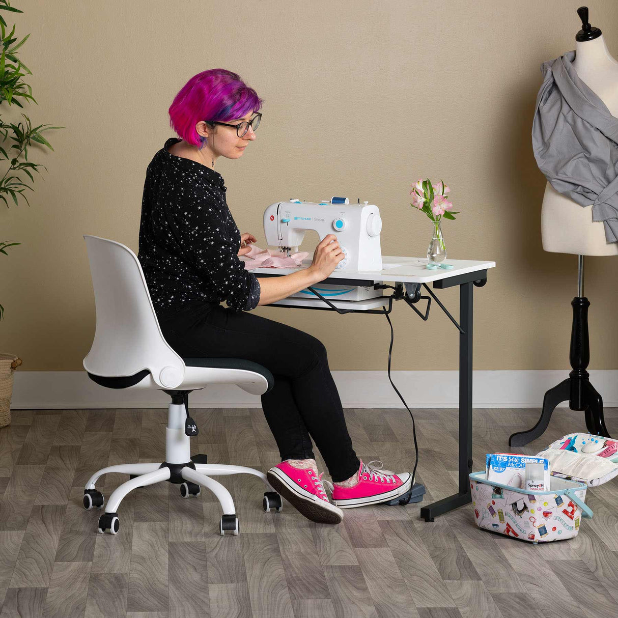 Studio Design Rollaway II Sewing Table Black / White